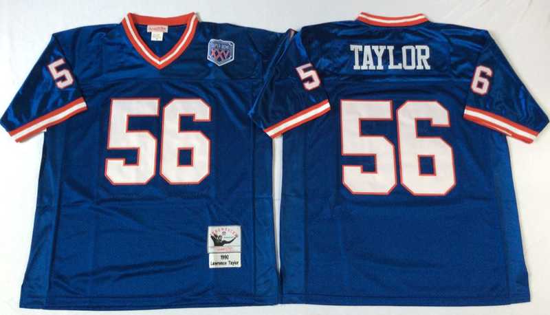 Giants 56 Lawrence Taylor Blue M&N Throwback Jersey->nfl m&n throwback->NFL Jersey
